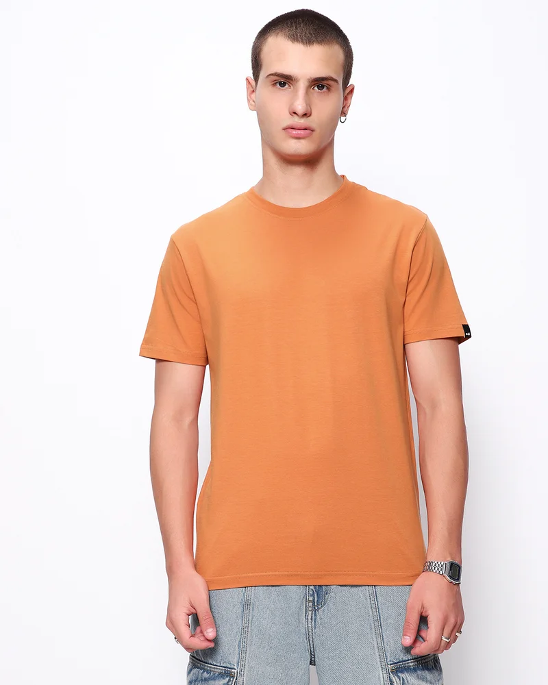 bewakoof Men's Orange T-shirt
